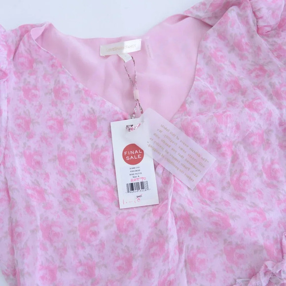 LoveShackFancy  Rose Patch Pink Floral Posh Ruffle Mini Dress 6 NWT - Picture 9 of 11